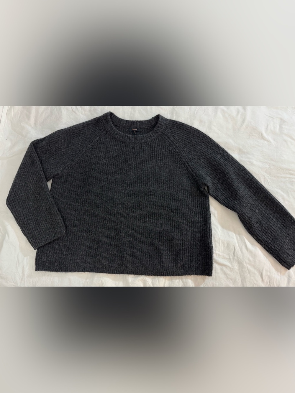 Quince Women's Gray Ribbed Cashmere Crewneck Sweater Size XL